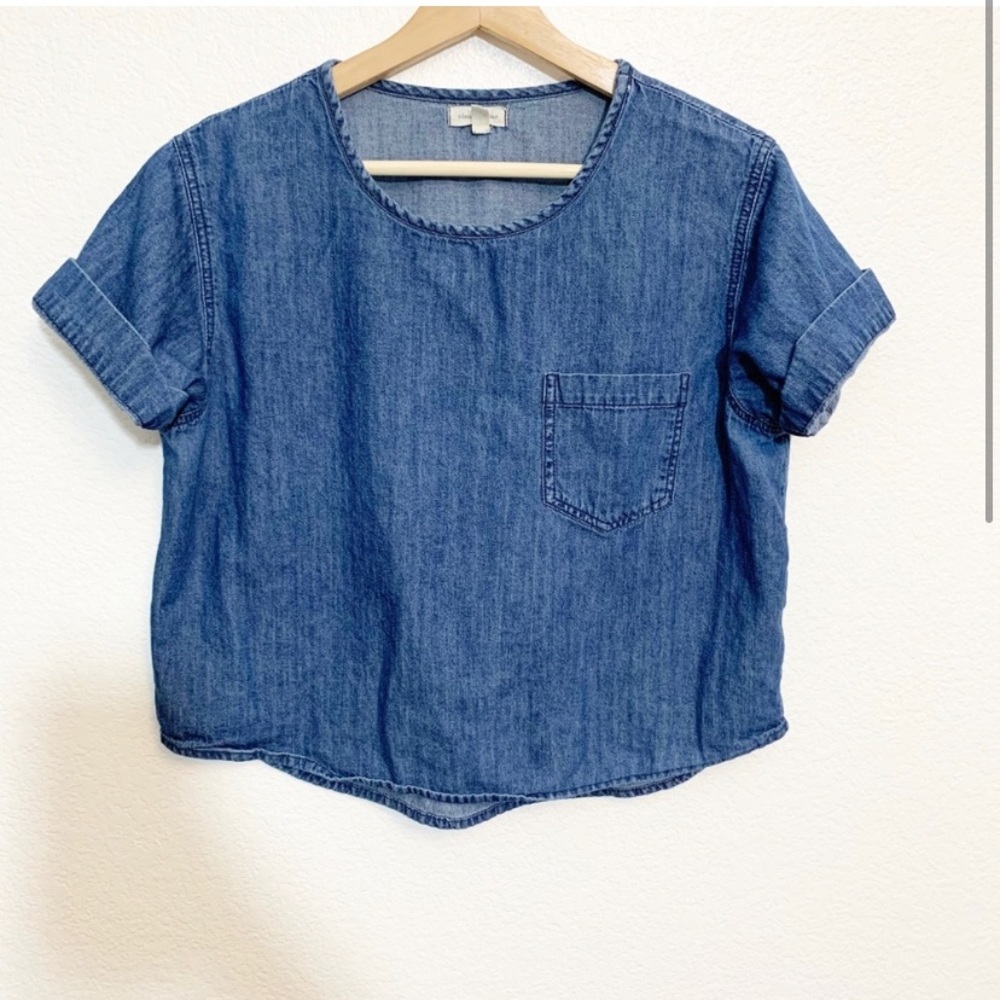 Silence + Noise l Chambray Short Sleeve Top